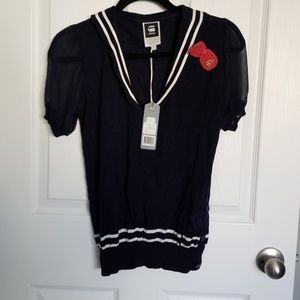 NWT G Star Navy Blue Nancy V Neck Knit Sweater